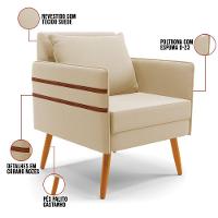 Kit 01 Namoradeira E 02 Poltronas Suede Bege Castanho