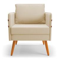 Kit 01 Namoradeira E 02 Poltronas Suede Bege Castanho - 6