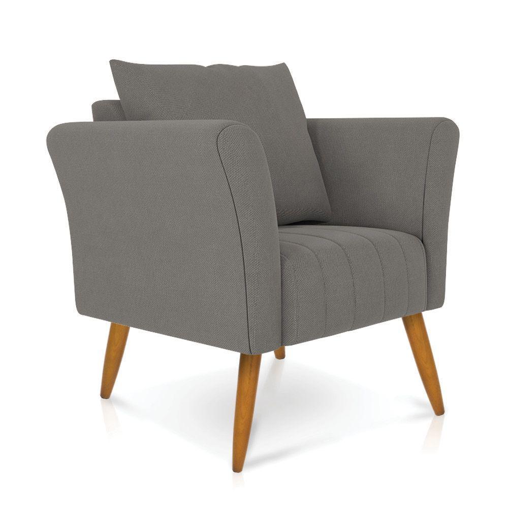 Kit 01 Namoradeira 02 Lugares E 01 Poltrona Marilia Linho Pés Palito Castanho - D'rossi Cor A26 Grafite - 5