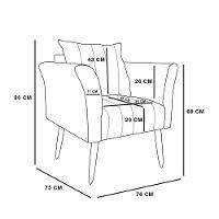 Kit 01 Namoradeira 02 Lugares E 01 Poltrona Marilia Linho Pés Palito Castanho - D'rossi Cor A26 Grafite - 3