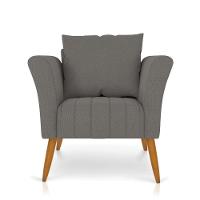 Kit 02 Poltronas Marilia Linho Pés Palito Castanho - D'rossi Cor A26 Grafite - 5