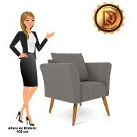 Kit 02 Poltronas Marilia Linho Pés Palito Castanho - D'rossi Cor A26 Grafite - 9