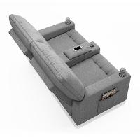 Poltrona Do Papai Reclinável Cinema 2 Lugares Manual Baú Usb Haifa F05 Linho Cinza - Lyam Decor