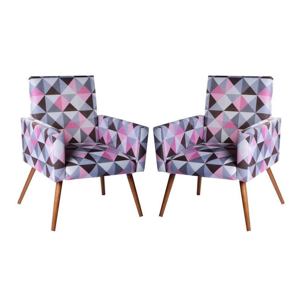 Kit 2 Poltronas Nina Sala De Estar Triangulo Rosa - 1