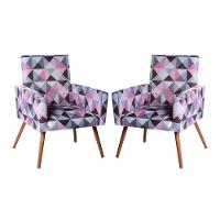 Kit 2 Poltronas Nina Sala De Estar Triangulo Rosa - 1