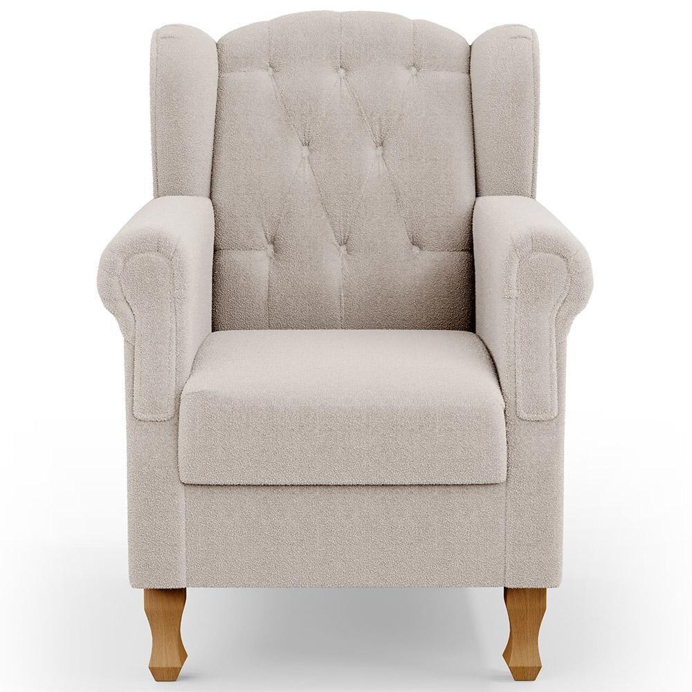Poltrona De Amamentação Yara P02 Com Puff Paris Luis Xv L02 Bouclê Creme - Lyam Decor - 3