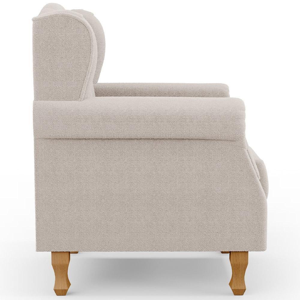 Poltrona De Amamentação Yara P02 Com Puff Paris Luis Xv L02 Bouclê Creme - Lyam Decor - 5