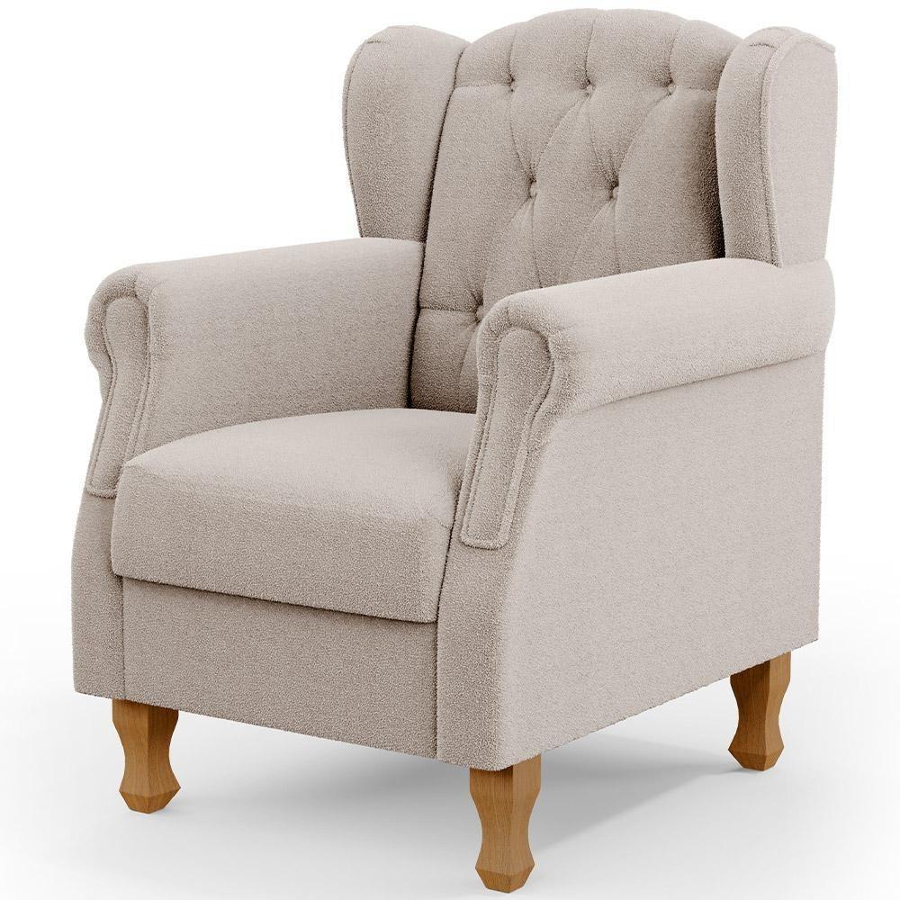 Poltrona De Amamentação Yara P02 Com Puff Paris Luis Xv L02 Bouclê Creme - Lyam Decor - 7