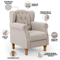 Poltrona De Amamentação Yara P02 Com Puff Paris Luis Xv L02 Bouclê Creme - Lyam Decor - 6