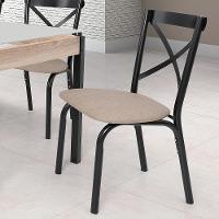 Conjunto De Mesa Com 6 Cadeiras Para Cozinha Tampo Retangular Vidro Karina Ciplafe Preto - 2