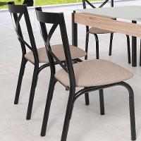 Conjunto De Mesa Com 6 Cadeiras Para Cozinha Tampo Retangular Vidro Karina Ciplafe Preto - 7