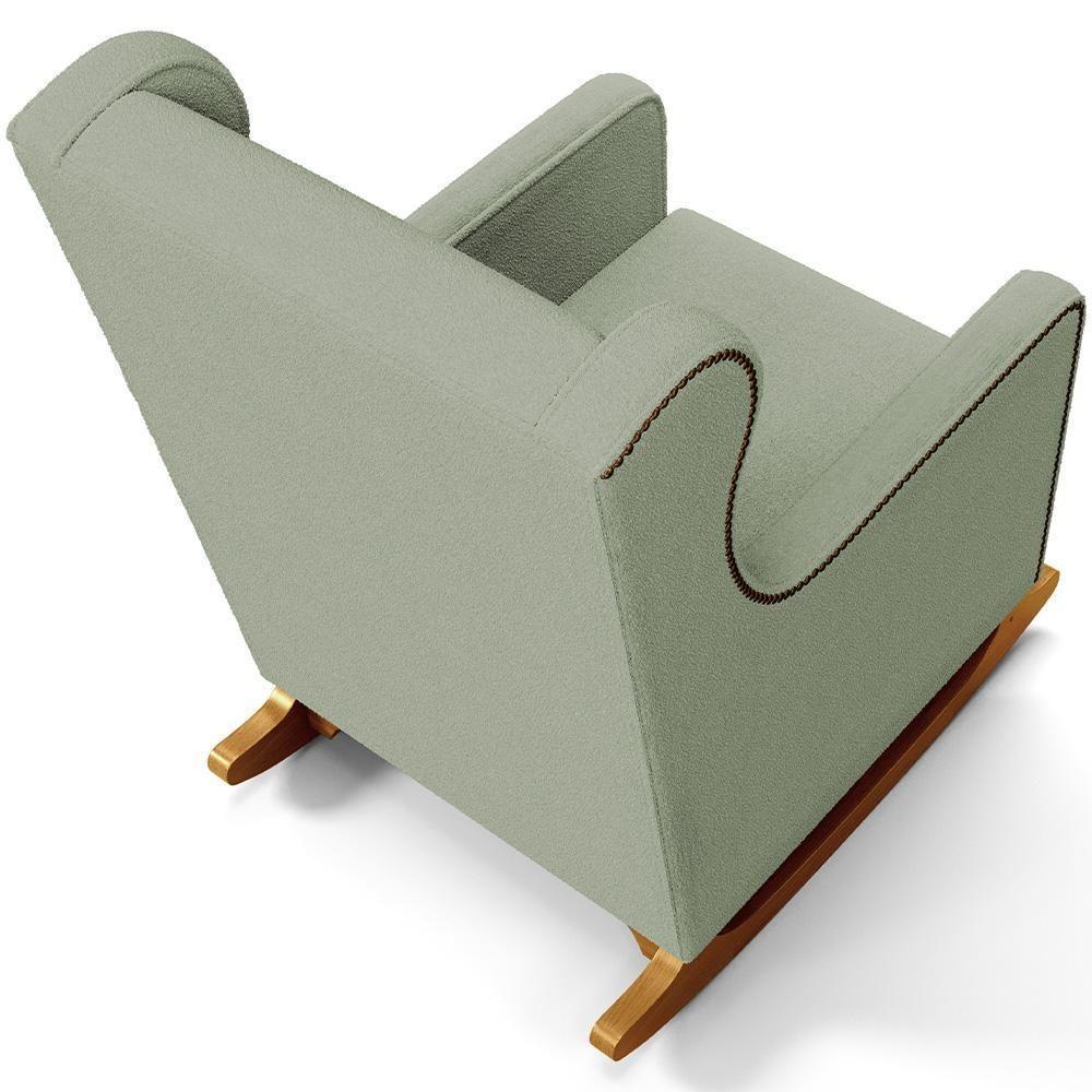 Poltrona De Amamentação Com Balanço E Puff Mavie L02 Bouclê Oliva - Lyam Decor - 2
