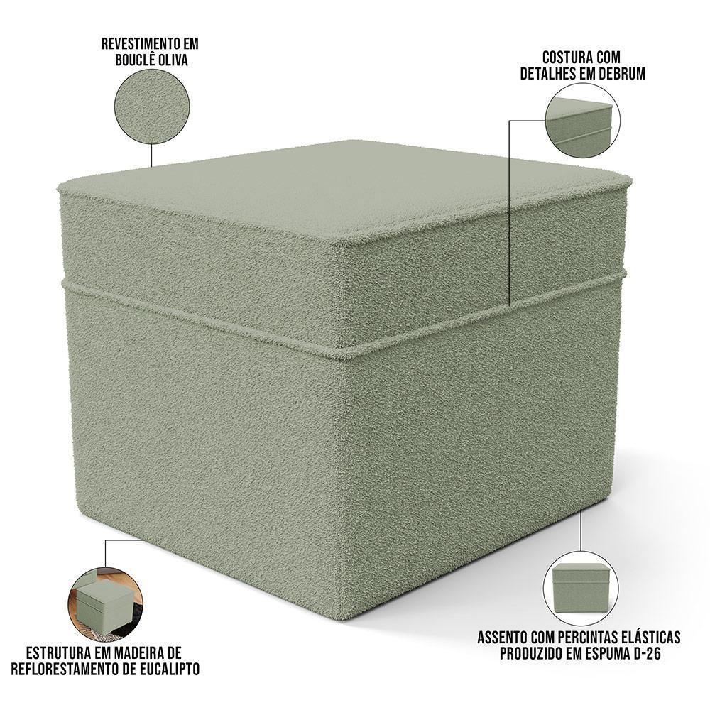 Poltrona De Amamentação Com Balanço E Puff Mavie L02 Bouclê Oliva - Lyam Decor - 5