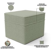 Poltrona De Amamentação Com Balanço E Puff Mavie L02 Bouclê Oliva - Lyam Decor - 5