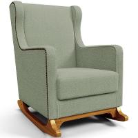 Poltrona De Amamentação Com Balanço E Puff Mavie L02 Bouclê Oliva - Lyam Decor - 8