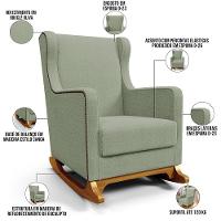 Poltrona De Amamentação Com Balanço E Puff Mavie L02 Bouclê Oliva - Lyam Decor - 10