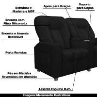 Poltrona Reclinável 2 Lugares Sala De Cinema Romeo F05 Facto Preto