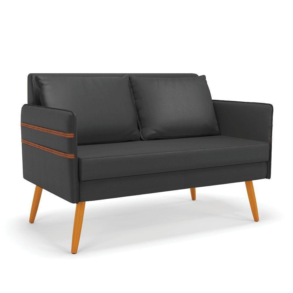 Namoradeira 02 Lugares Mari Corino Pés Palito Castanho Preto - 1