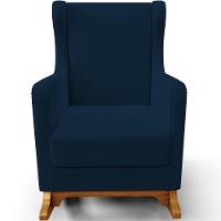 Poltrona De Amamentação Com Balanço E Puff Mavie L02 Suede Azul Marinho - Lyam Decor - 2