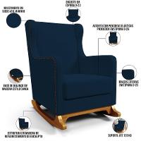 Poltrona De Amamentação Com Balanço E Puff Mavie L02 Suede Azul Marinho - Lyam Decor - 10