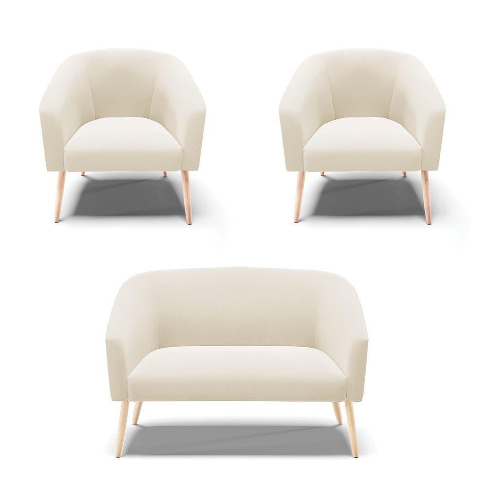 Kit 01 Namoradeira 02Lug E 02 Poltronas Stella Bege Natural - 1