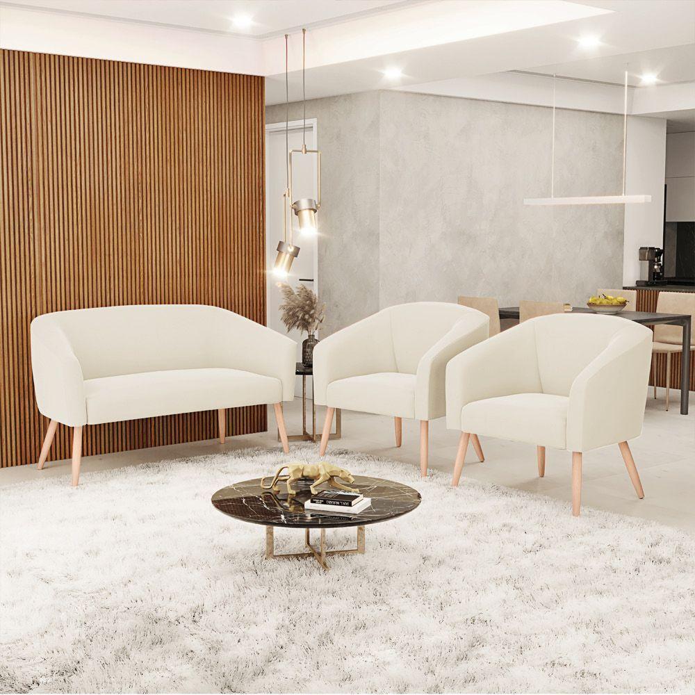 Kit 01 Namoradeira 02Lug E 02 Poltronas Stella Bege Natural - 4