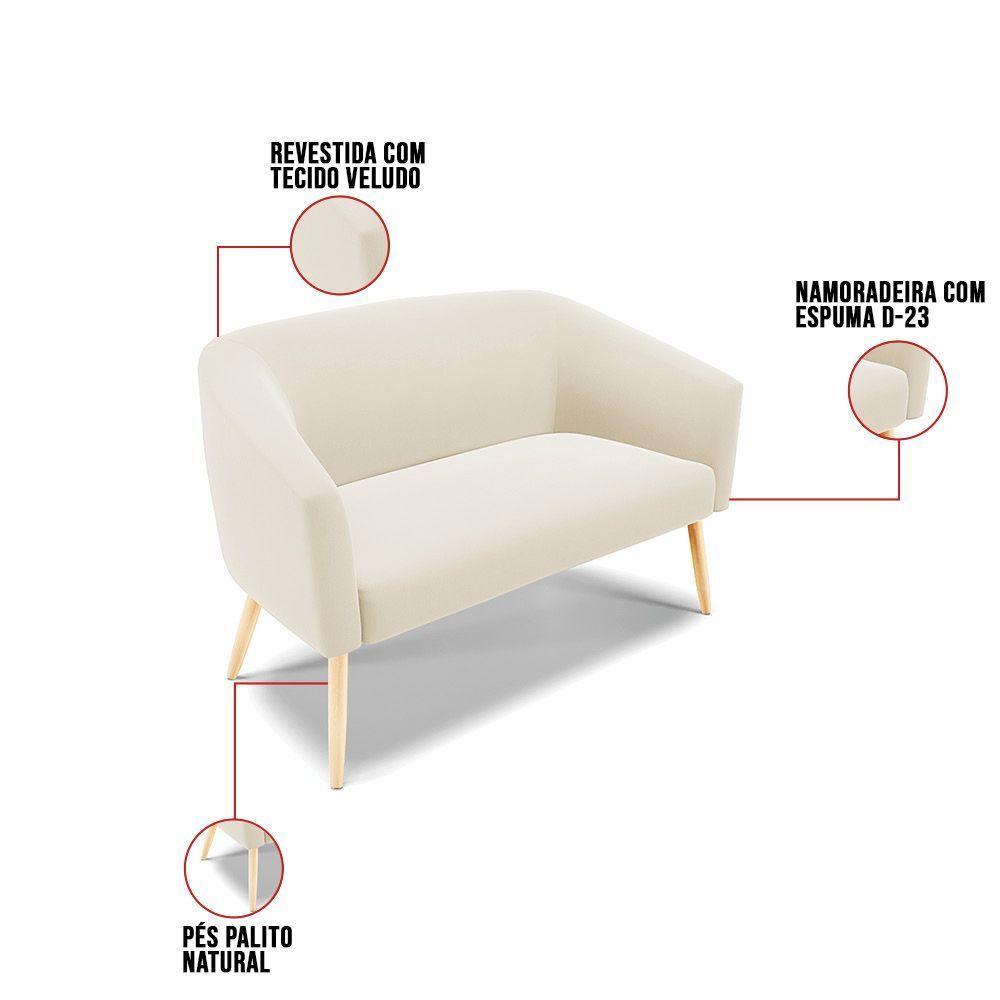 Kit 01 Namoradeira 02Lug E 02 Poltronas Stella Bege Natural - 6