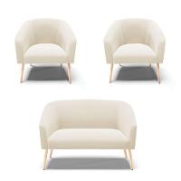 Kit 01 Namoradeira 02Lug E 02 Poltronas Stella Bege Natural - 1