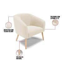 Kit 01 Namoradeira 02Lug E 02 Poltronas Stella Bege Natural - 5