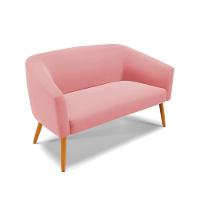 Kit 1 Namoradeira E 1 Poltrona Giratória Rosê Base Madeira - 7