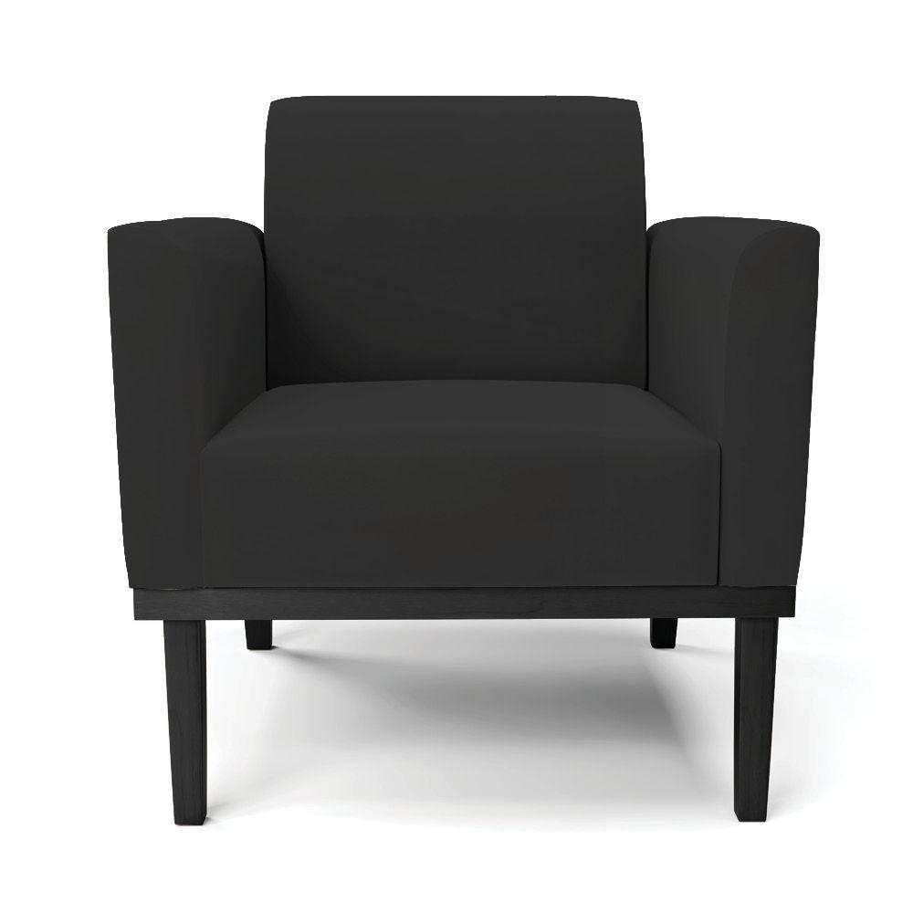 Kit 2 Poltronas Decorativas Pés Fixo Em Madeira Preto Veludo Preto - 2