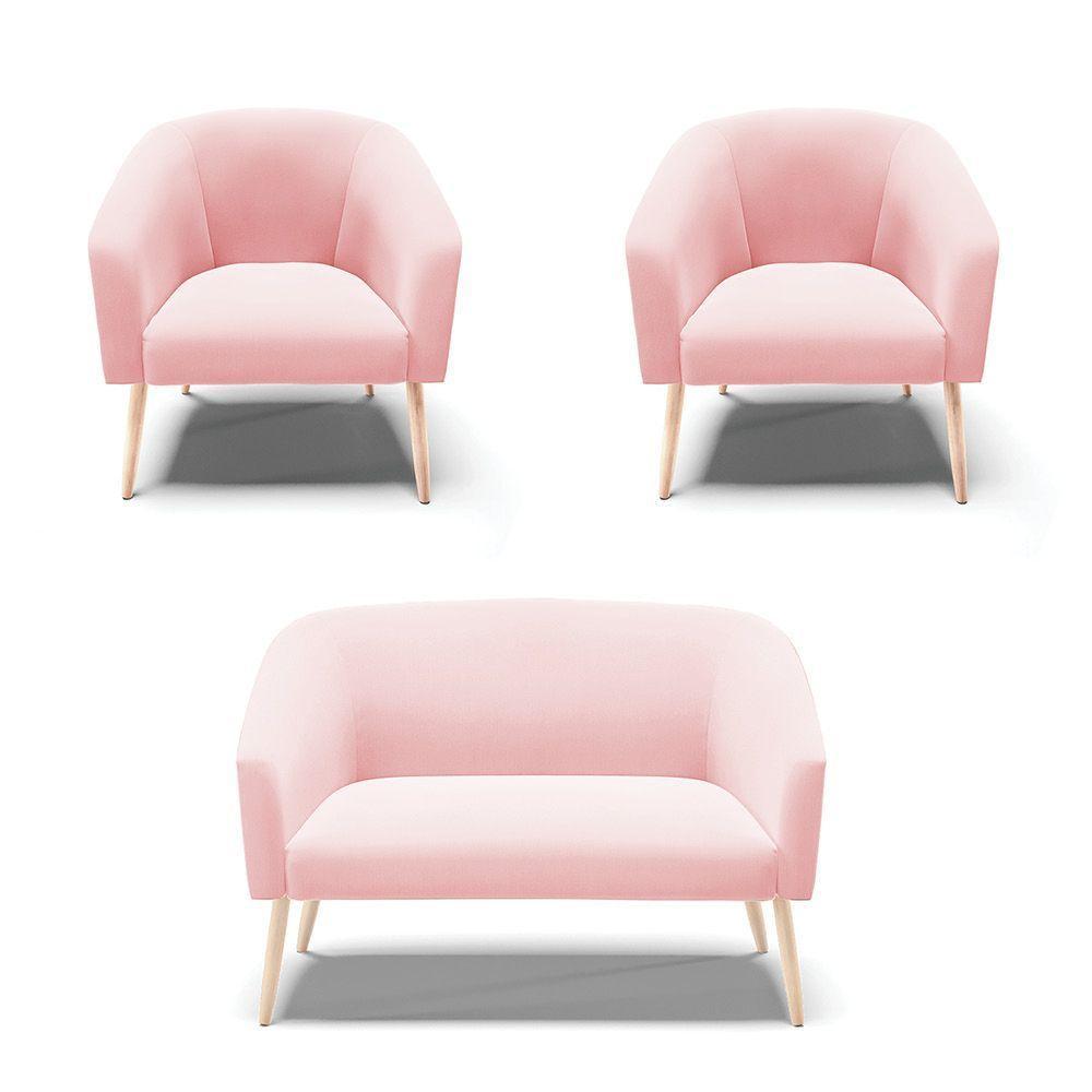 Kit 01 Namoradeira 02 Lugares E 02 Poltronas Rosa Bebê - 1