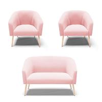 Kit 01 Namoradeira 02 Lugares E 02 Poltronas Rosa Bebê - 1