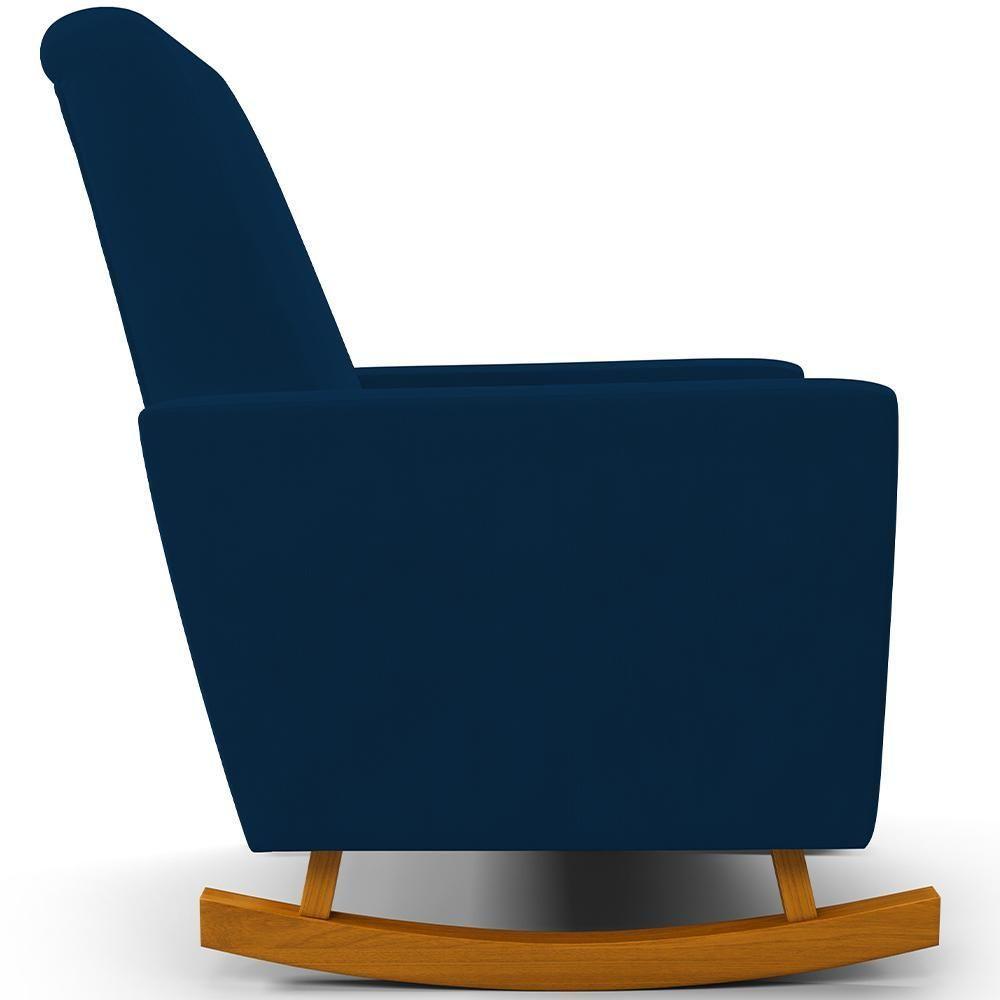 Poltrona De Amamentação Com Balanço Ravena W01 Suede Azul Marinho - Lyam Decor - 4