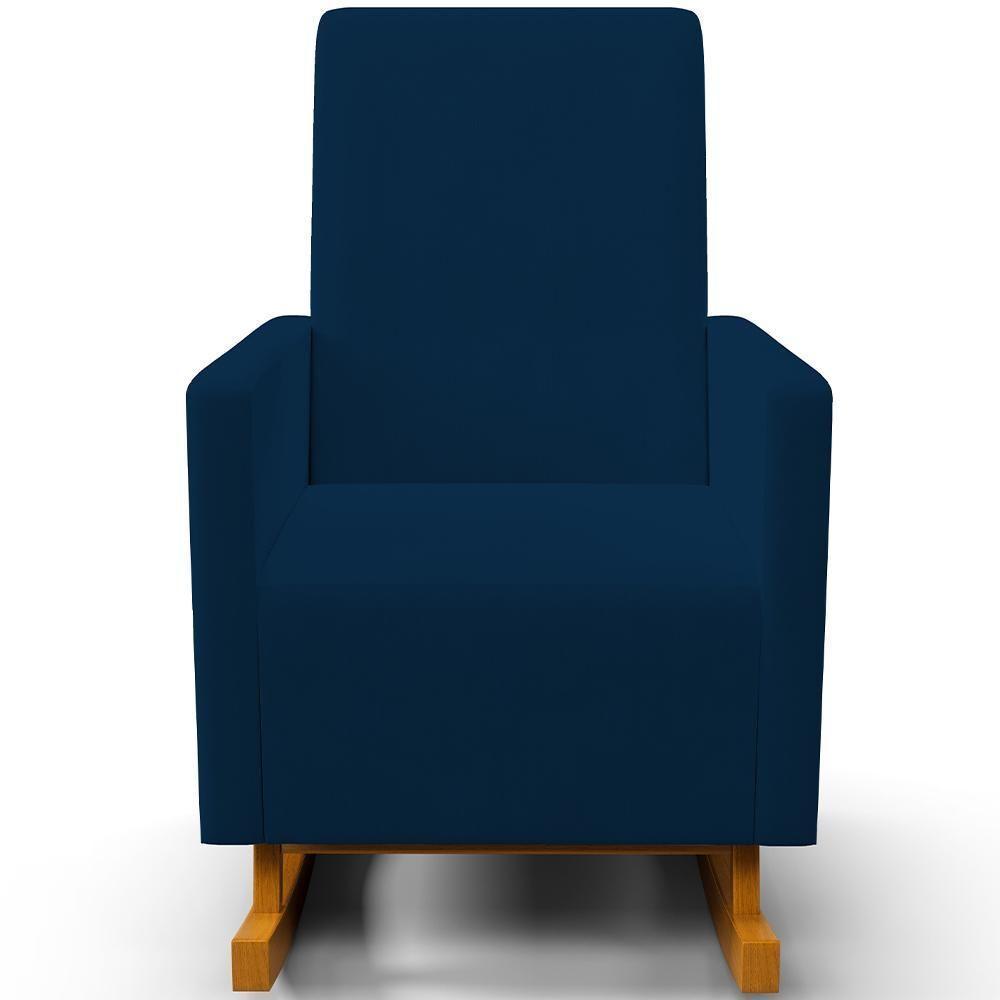 Poltrona De Amamentação Com Balanço Ravena W01 Suede Azul Marinho - Lyam Decor - 5