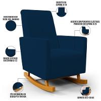Poltrona De Amamentação Com Balanço Ravena W01 Suede Azul Marinho - Lyam Decor - 7