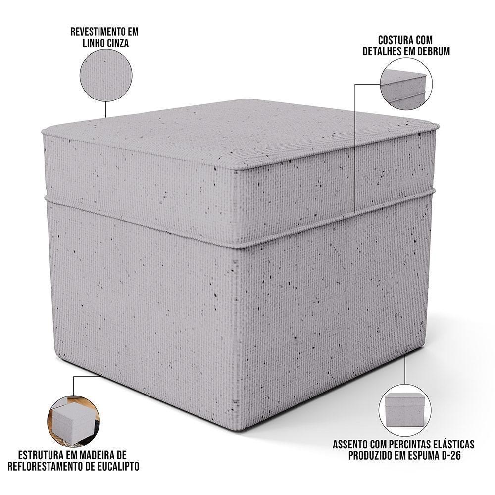 Poltrona De Amamentação Com Balanço E Puff Mavie L02 Linho Cinza - Lyam Decor - 5