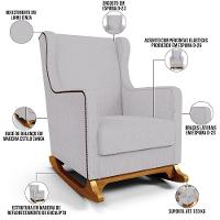 Poltrona De Amamentação Com Balanço E Puff Mavie L02 Linho Cinza - Lyam Decor - 10