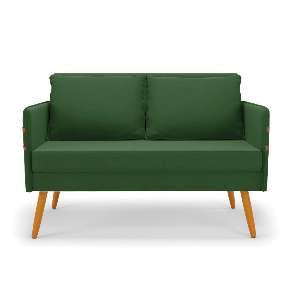 Kit 01 Namoradeira E 02 Poltronas Suede Castanho Verde - 7