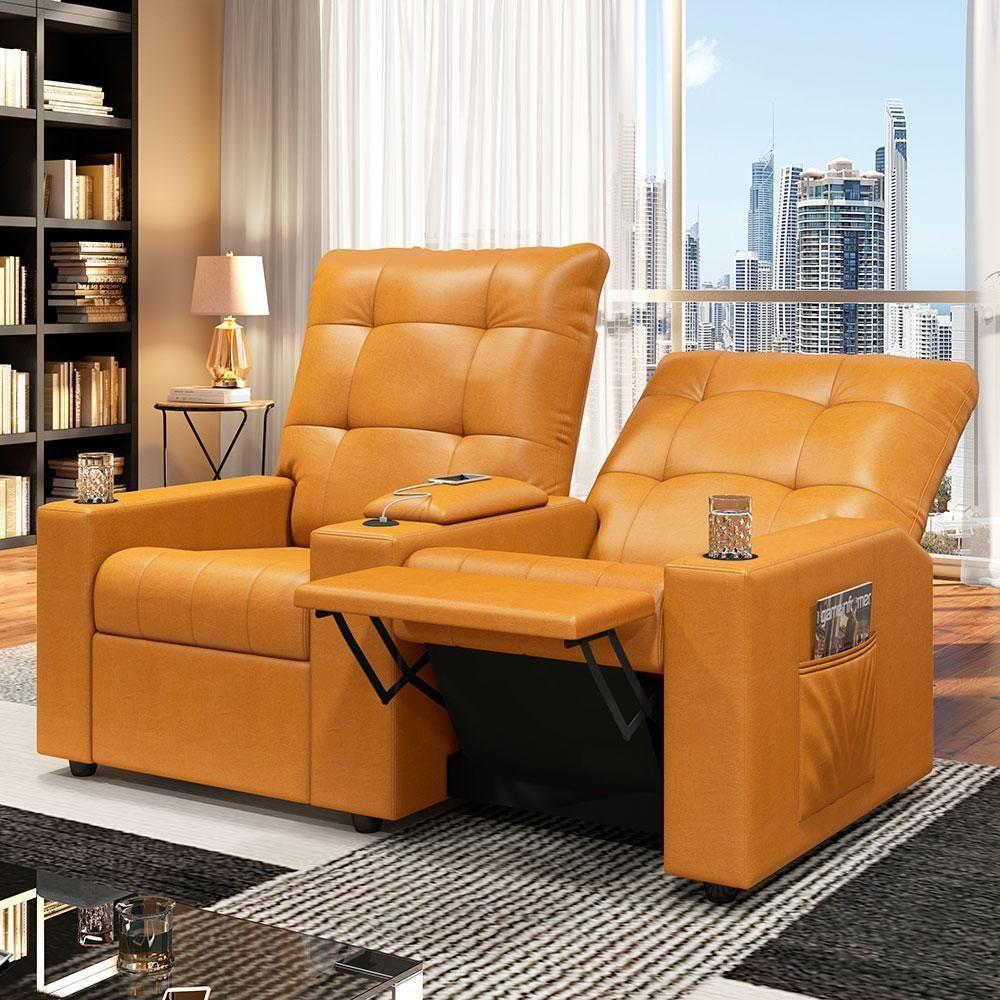 Poltrona Do Papai Reclinável Cinema 2 Lugares Manual Baú Usb Haifa F05 Facto Whisky - Lyam Decor - 6