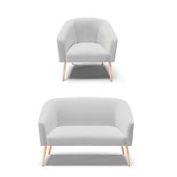 Kit 01 Namoradeira 02 Lugares E 01 Poltrona A05 Cinza - 1