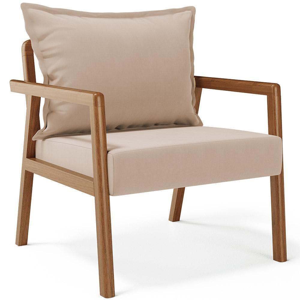 Kit 02 Poltronas Decorativa Para Sala De Estar Alícia B04 Suede Bege - 7