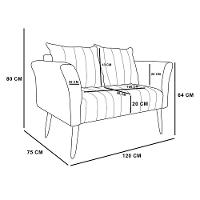 Kit 01 Namoradeira 02 Lugares E 02 Poltronas Marilia Linho Cinza Claro A05 Pés Palito Castanho - D'rossi - 2