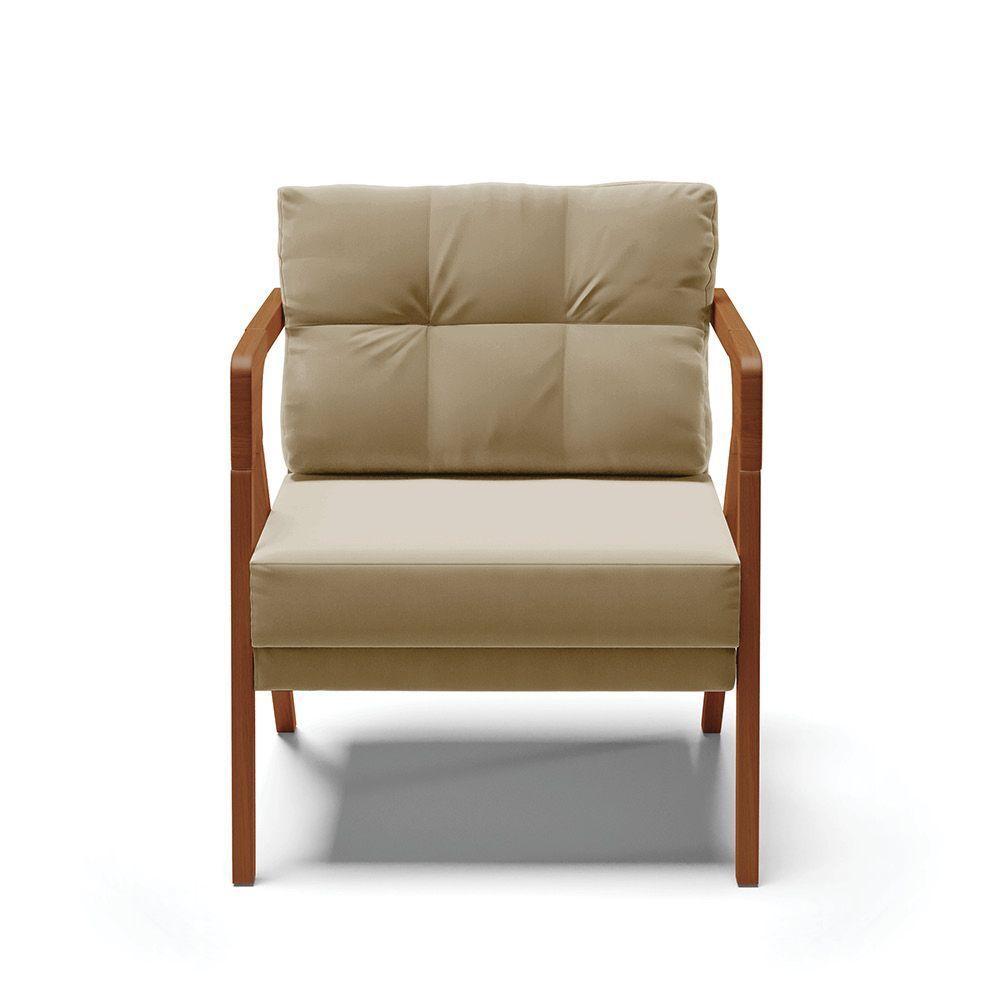 Kit 02 Poltronas Suede Marrom Rato Base De Madeira Castanho - 7