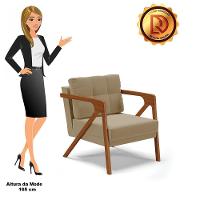 Kit 02 Poltronas Suede Marrom Rato Base De Madeira Castanho