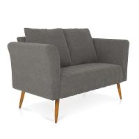 Kit 01 Namoradeira 02 Lugares E 02 Poltronas Marilia Linho Grafite A26 Pés Palito Castanho - D'rossi - 7