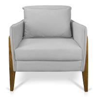 Kit 02 Poltronas Lana Suede Base De Madeira - D'Rossi Cinza - 7