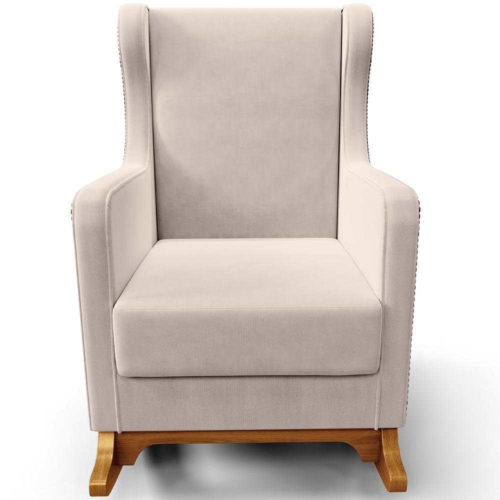 Poltrona De Amamentação Com Balanço E Puff Mavie L02 Suede Bege - Lyam Decor - 2