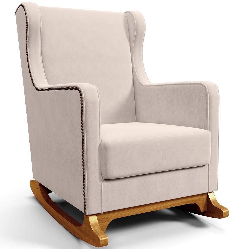 Poltrona De Amamentação Com Balanço E Puff Mavie L02 Suede Bege - Lyam Decor - 8