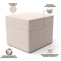 Poltrona De Amamentação Com Balanço E Puff Mavie L02 Suede Bege - Lyam Decor - 5